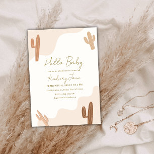 Neutrale moderne Babydusche Boho Cactus Einladung