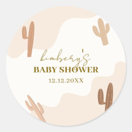 Neutrale moderne Babydusche Boho Cactus Runder Aufkleber