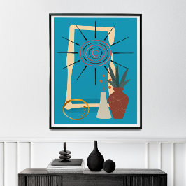 Neutrale moderne Wohngestaltung Mitte des Jahrhund Poster