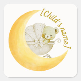 Neutrale Mond-Baby-Shower-Umschlag-Aufkleber editi Quadratischer Aufkleber
