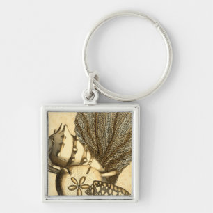 Neutrale Muscheln und korallenrote Sammlung Schlüsselanhänger