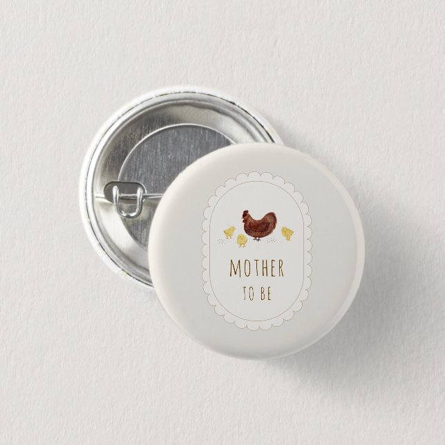 Neutrale Mutter-wird-Boho-Farm-Huhn-Baby-Party Button (Vorne & Hinten)