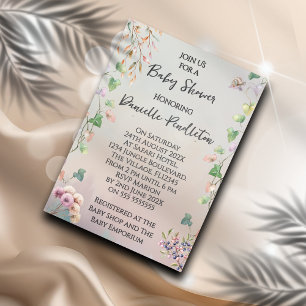 Neutrale Naturinspirierte Babyparty-Einladung Einladung