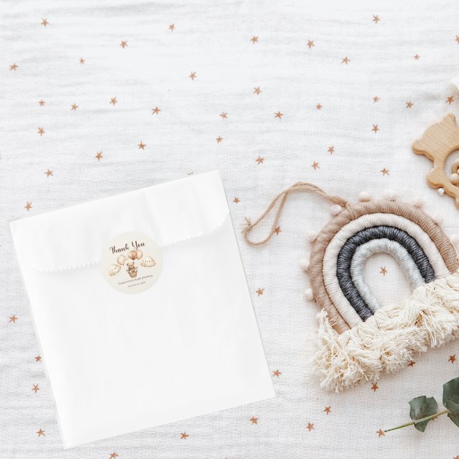 Neutrale niedliche Bärendusche Runder Aufkleber (Von Creator hochgeladen)