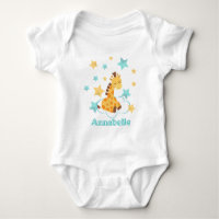 Neutrale Niedliche Giraffe & Stars Baby Monogramm
