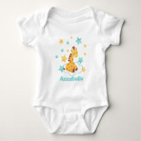 Neutrale Niedliche Giraffe & Stars Baby Monogramm