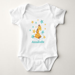 Neutrale Niedliche Giraffe & Stars Baby Monogramm Strampler