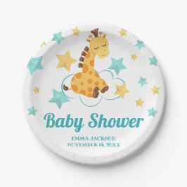 Neutrale Niedliche Giraffe & Stars Kinderdusche Pappteller
