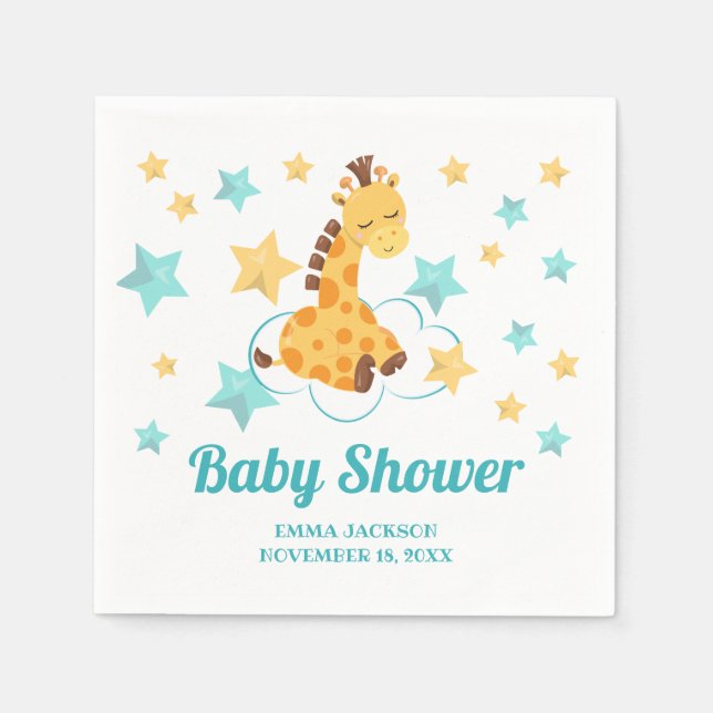 Neutrale Niedliche Giraffe & Stars Kinderdusche Serviette (Vorderseite)
