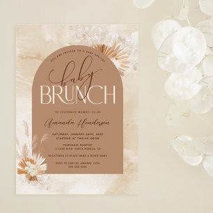 Neutrale Pampas-Baby-Brunch-Baby-Party Einladung
