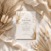 Neutrale Pampas Botanische Hochzeit Danke Karte