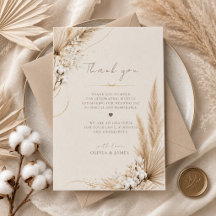 Neutrale Pampas Eleganz Boho Dankeskarten