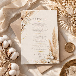 Neutrale Pampas-Eleganz Boho-Hochzeitsdetails Kart RSVP Karte