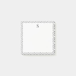 Neutrale Pinselstriche Elegantes Monogramm Schwarz Post-it Klebezettel