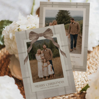 Neutrale Plaid-Familienfoto-Weihnachtskarte Feiertagskarte
