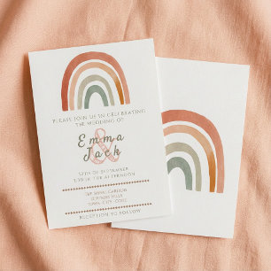 Neutrale Regenbogen-Boho-Weichzeichnung Hochzeit Einladung