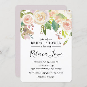 Neutrale Rose Blumendusche Einladung