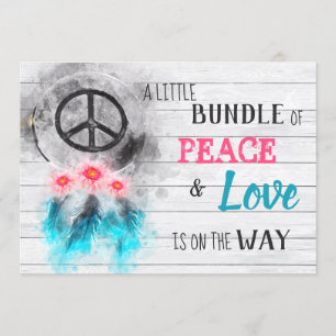 *~ Neutrale Rustikale Frieden & Liebe Hippie-Baby- Einladung