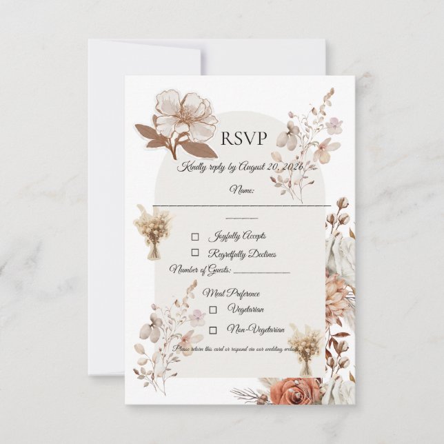 Neutrale rustikale Hochzeit-Antwortkarte RSVP Karte (Vorderseite)