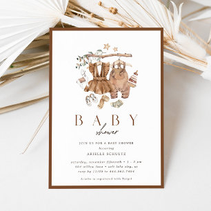 Neutrale rustikale Vintage Babydusche Einladung
