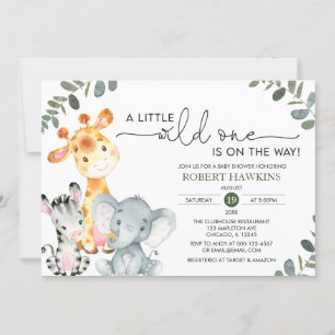 Neutrale Safari Animal Wild One Baby Shower Einladung