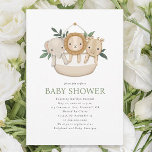 Neutrale Safari-Baby-Dusche Einladung