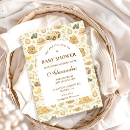 Neutrale Safari-Dschungel-Baby-Party Einladung