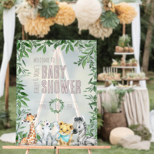 Neutrale Safari Grüne Baby Dusche Willkommen Acrylschild