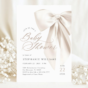 Neutrale Schleife Baby Shower Einladung