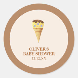 Neutrale Sommer Scoop Ice Cream Boy Baby Dusche Runder Aufkleber