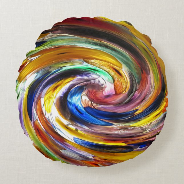 Neutrale Sprialfarbe des Geschlechts wirbelnd farb Rundes Kissen (Vorderseite)