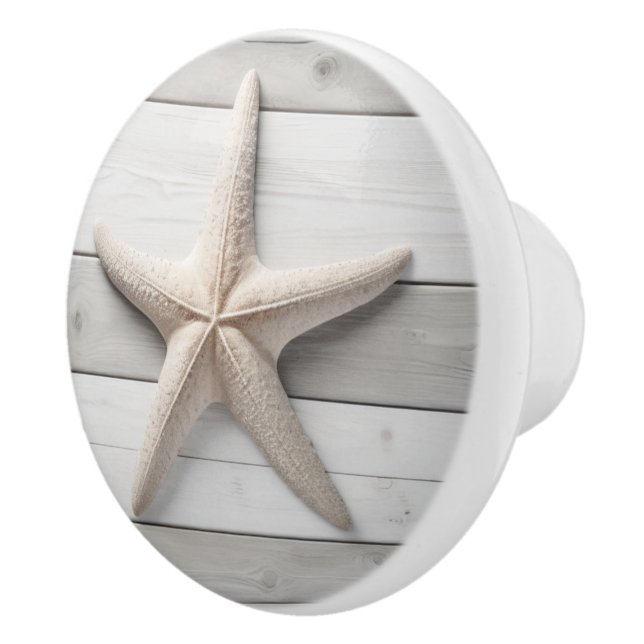 Neutrale Starfish Sea Star Beige Imitate Holzziehe Keramikknauf (Rechts)