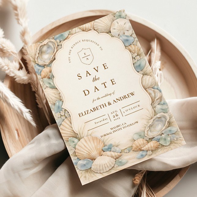 Neutrale Strandkranz-Hochzeit Save The Date (Von Creator hochgeladen)