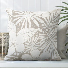 Neutrale Tan Tropical Blätter Kissen werfen