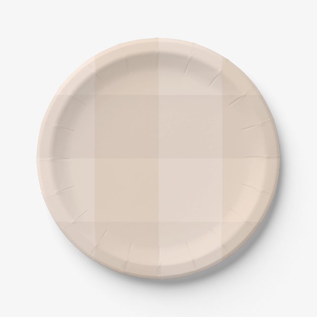 Neutrale Taupe-Gingham-Bauernhaus-Papierplatte  Pappteller (Vorderseite)