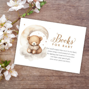 Neutrale Teddy Bear Moon Baby Shower Books für Bab Begleitkarte