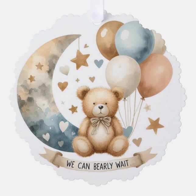 Neutrale Teddy-Gender-Offenlegung Ornament Karte (Vorderseite)