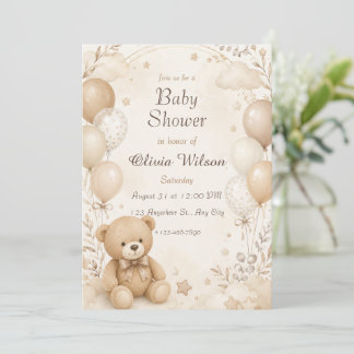 Neutrale Teddybär-Baby-Party-Einladung  Einladung