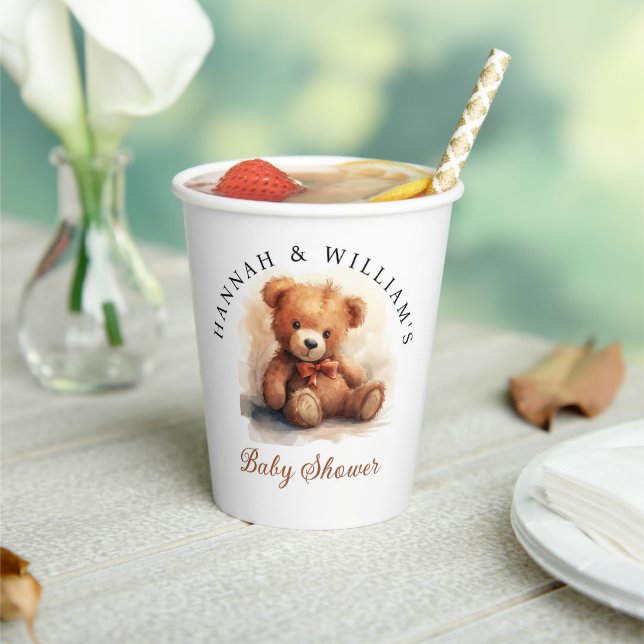 Neutrale Teddybär-Baby-Party Pappbecher (In Situ)