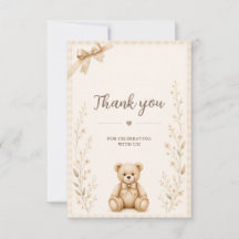 Neutrale Teddybär-Baby-Shower-Dankeskarten