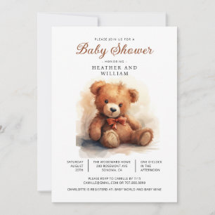 Neutrale Teddybär-Babyparty Einladung