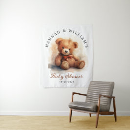 Neutrale Teddybär-Babyparty-Hintergrunddeko Wandteppich