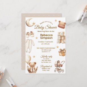 Neutrale Teddybär-Kleidung, Geschenke-Baby-Einweih Einladung