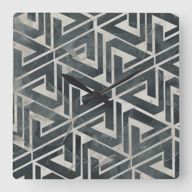 Neutrale Tile Collection - Geometrisch Quadratische Wanduhr (Vorderseite)