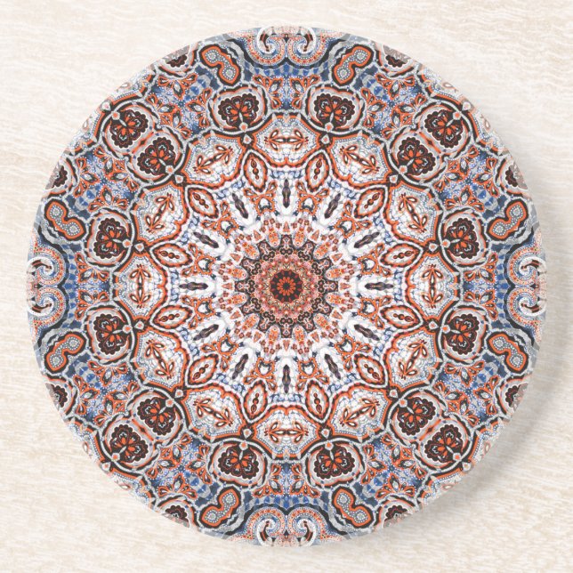 Neutrale Töne Mandala-Motiv Getränkeuntersetzer (Vorne)