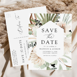 Neutrale tropische Blume von Boho Save the Date Ankündigungspostkarte