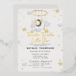 Neutrale Twinkle Little Star Baby Dusche Folieneinladung