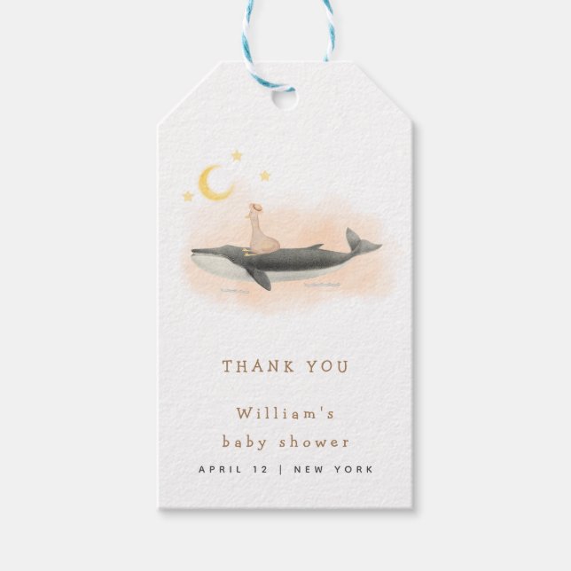 Neutrale Vintage Dusche für Wale und Duck Geschenkanhänger (Vorderseite)