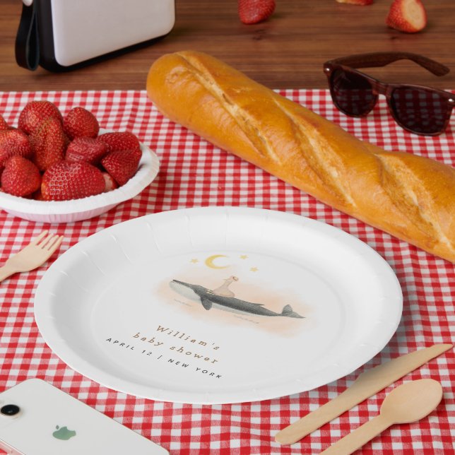 Neutrale Vintage Dusche für Wale und Duck Pappteller (Picknick)