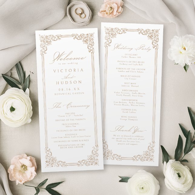 Neutrale Vintage Rahmen-Elegante SkriptWedding Programm (Neutral Vintage Frame Elegant Script Wedding Program)